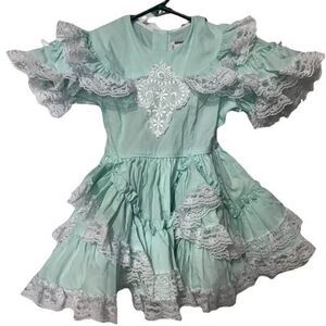 Vintage Toddler Girl’s Pageant Dress Size 3T Lilo California USA Lace Ruffle